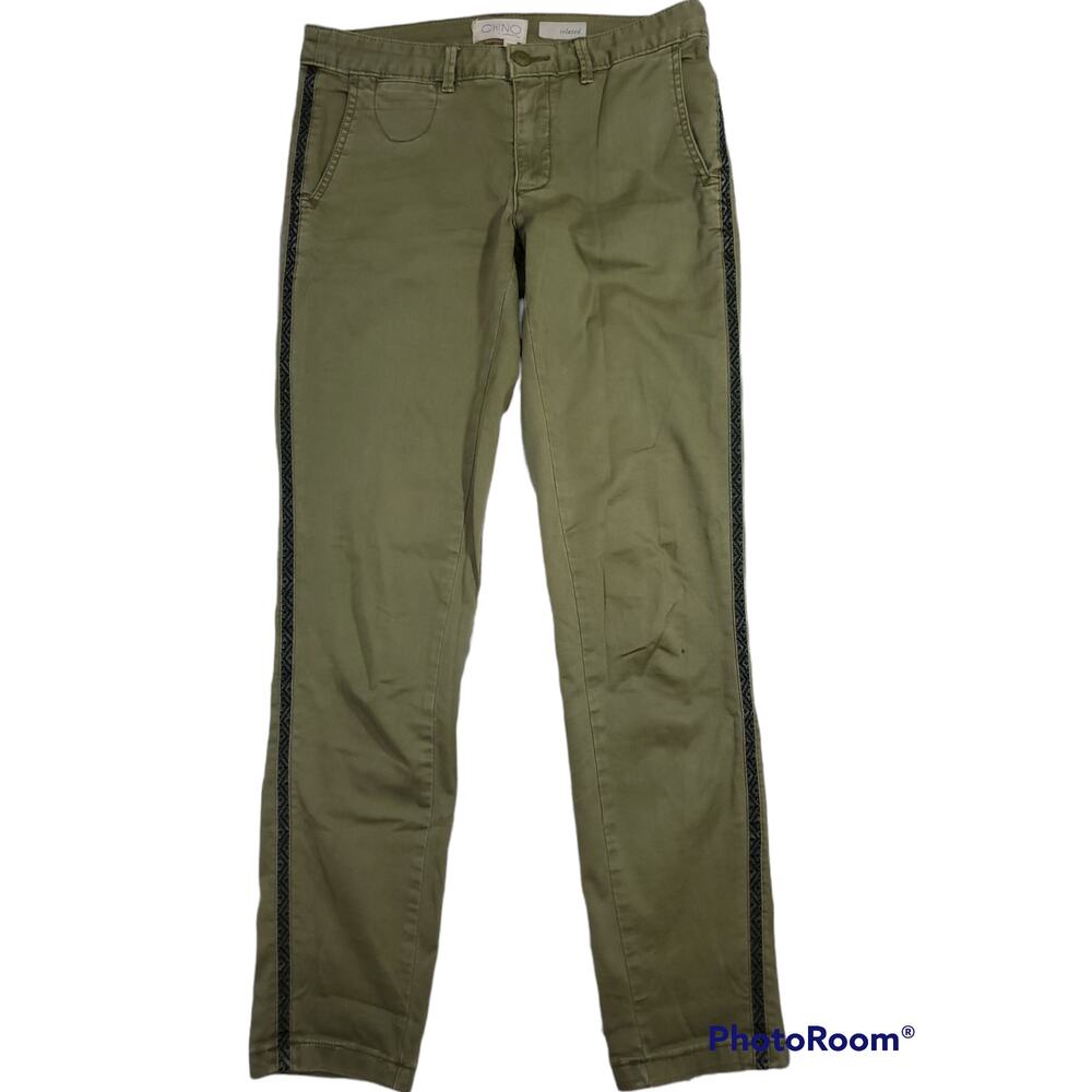 Chino by Anthropologie | Light Green Relaxed Chinos with Leg Trim  | Size 26